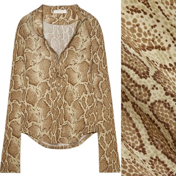 Chloe Python Print Viscose Jersey Zip-Front Top - Picture 3 of 8